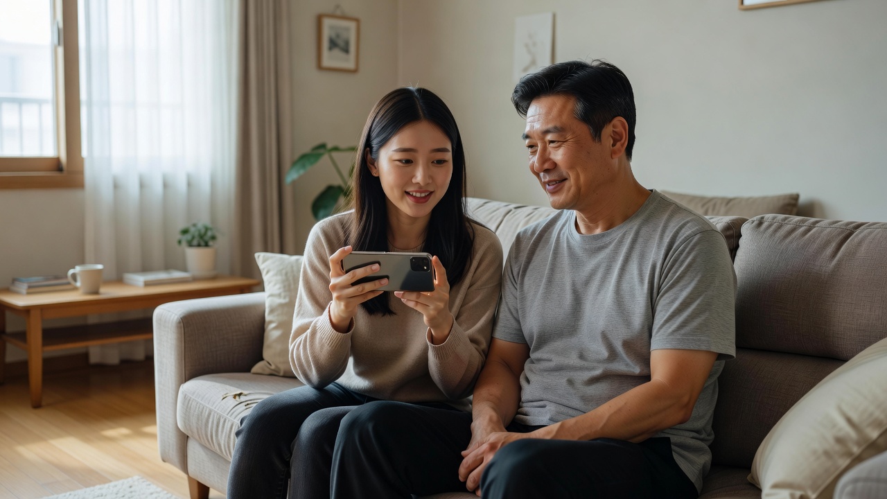 영포티 소통법으로 젊은 친구의 관심사에 귀 기울이는 40대 모습