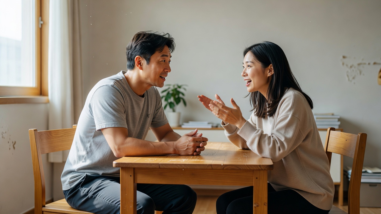 40대 젊은 세대 소통법으로 먼저 상대의 이야기를 듣는 대화 장면