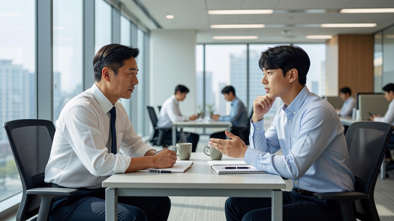 40대 20대 신뢰 쌓기 위한 대화 장면