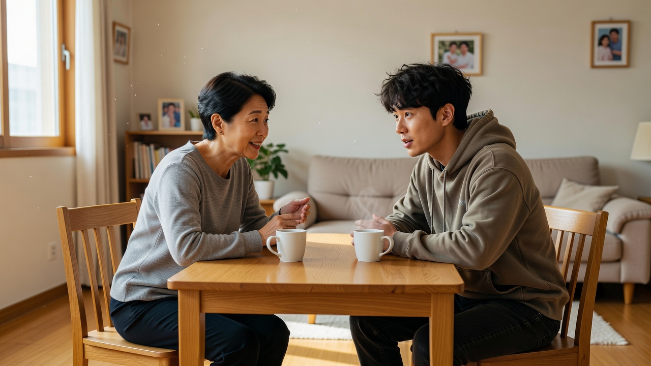 영포티 소통법 목차를 담은 세대 간 대화 장면